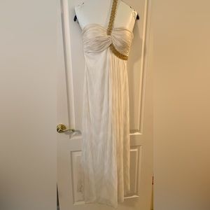 Cream and gold evening gown